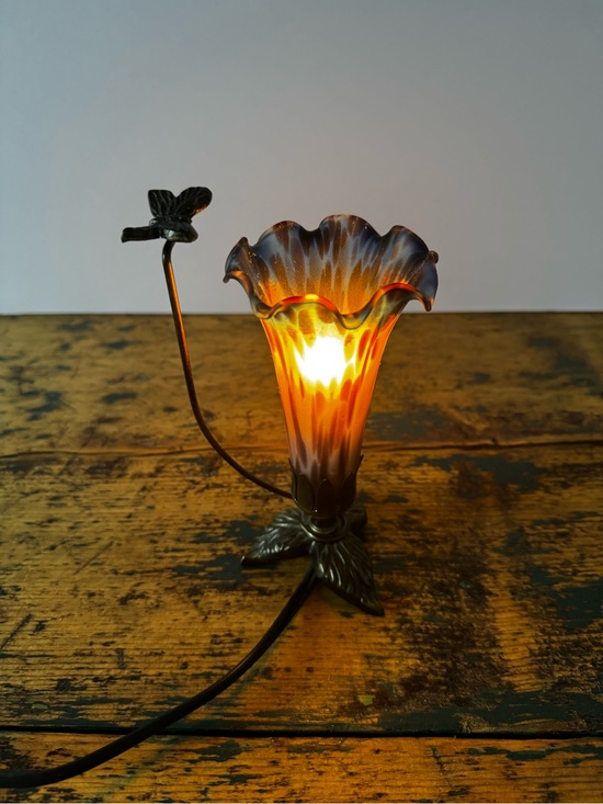 Other - Metal and Glass Flower and Butterfly Lamp